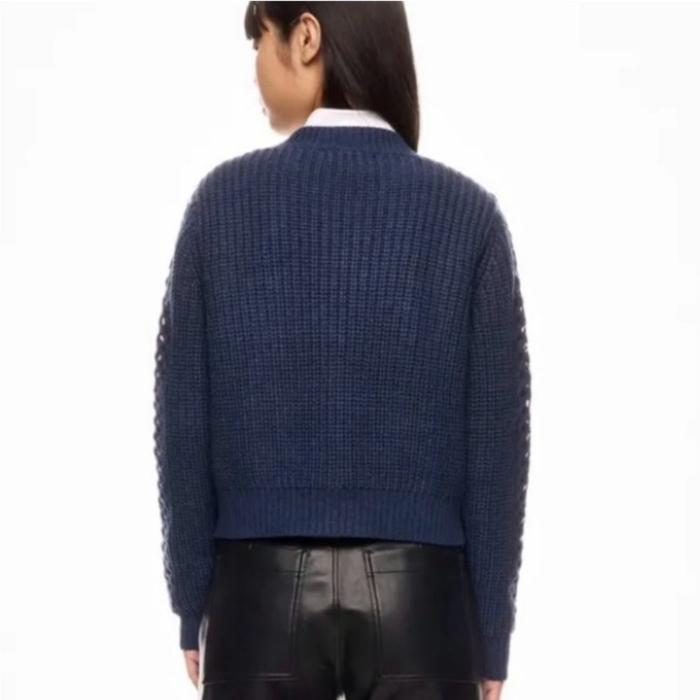 Jason Wu Collective Woven Detail Sweater Crew Neck Dark Blue Size XXL - Picture 3 of 9